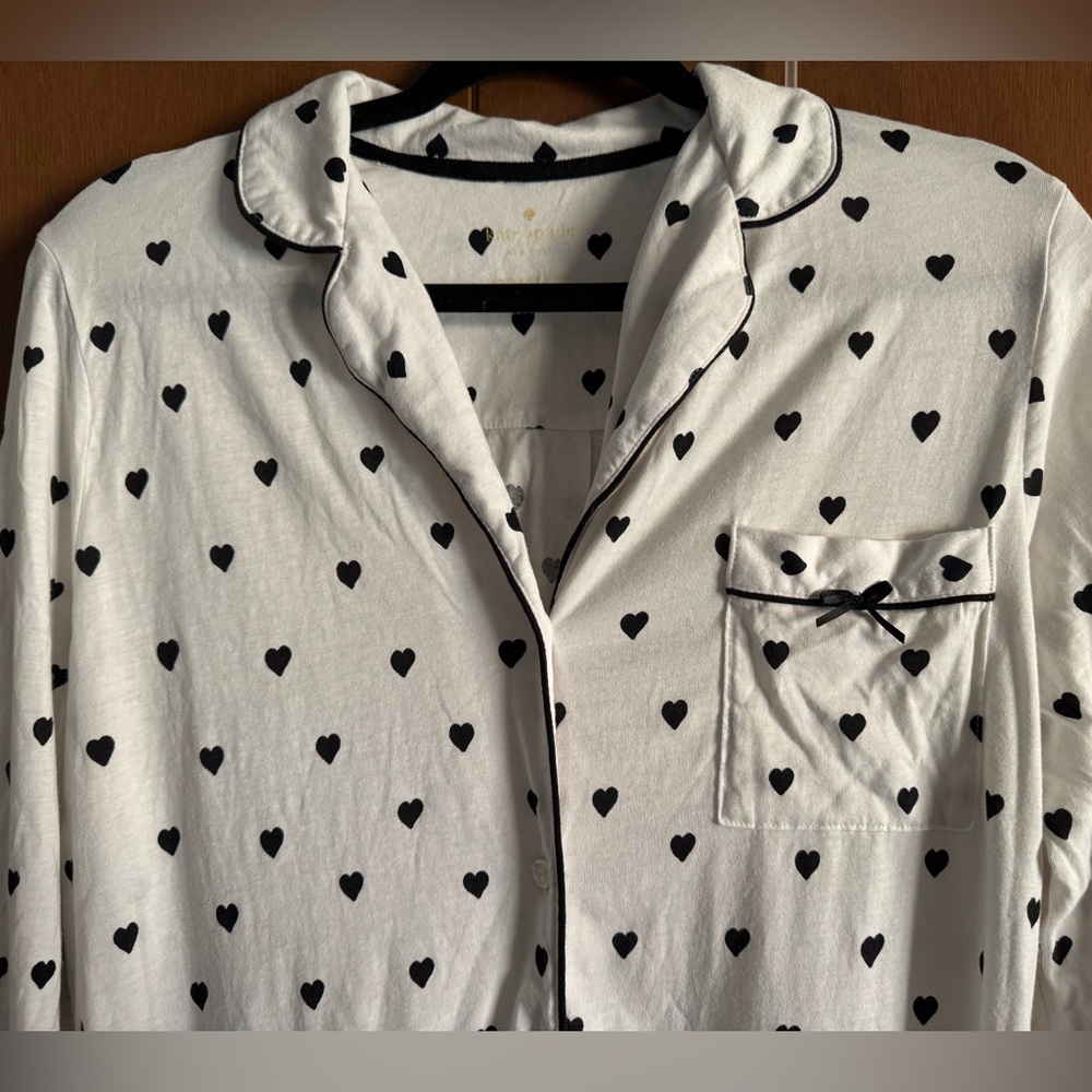 Kate Spade Dream a Little Dream Large Sleep Shirt White Black Hearts Bows